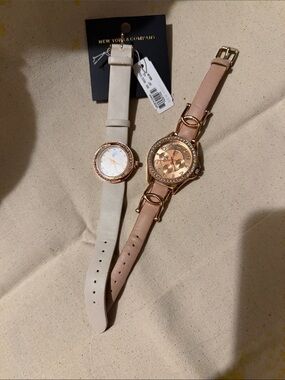 New York & Company Rose Gold and Cream Women's Fashion Watch Set